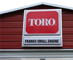 Signage at Franko Small Engines lawn mower shop