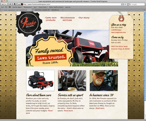 Website screenshot from Franko Small Engines